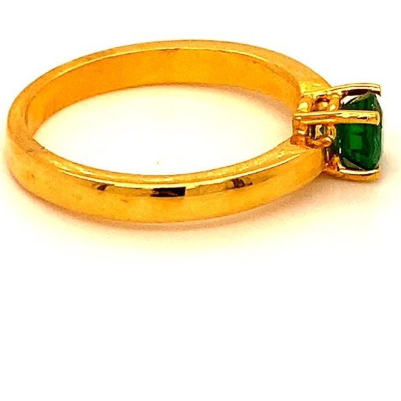 Emerald .49ct Solid 22K Yellow Gold Ring - Picture 3 of 6